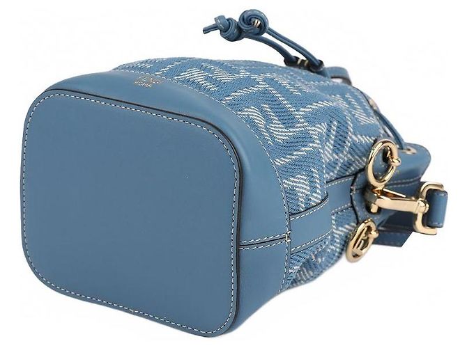 Way Fendi Mini borsa in denim blu jacquard FF - vista 5