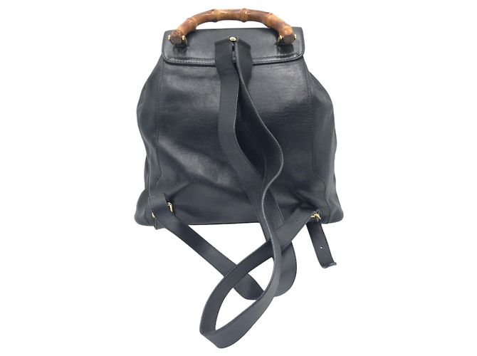 Bamboo Mochila Gucci de cuero con detalles de bambú Negro - vista 2