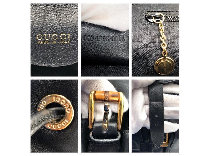 Bamboo Mochila Gucci de cuero con detalles de bambú Negro - vista 4