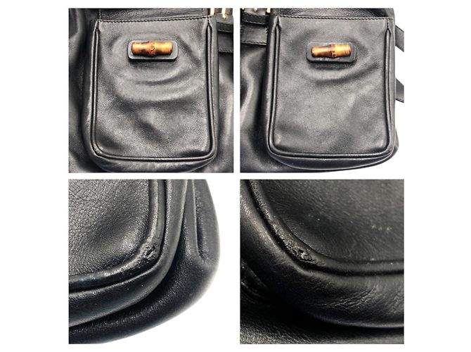 Bamboo Mochila Gucci de cuero con detalles de bambú Negro - vista 5