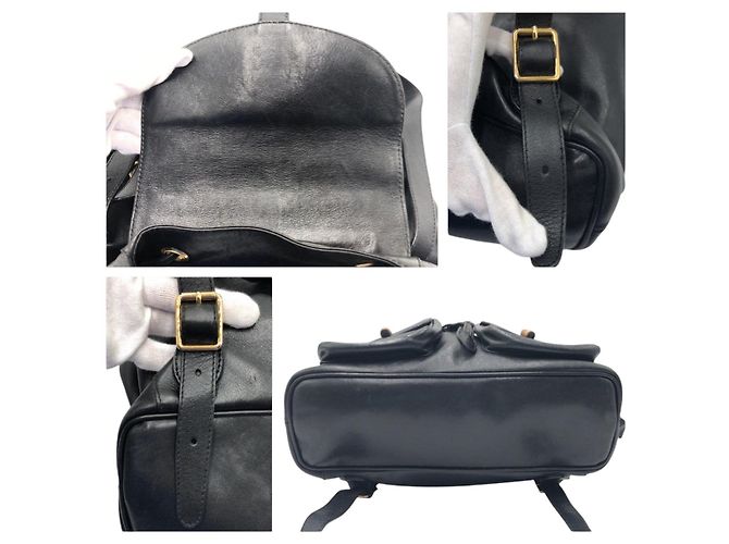 Bamboo Mochila Gucci de cuero con detalles de bambú Negro - vista 6