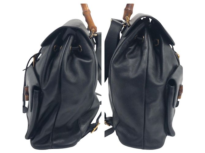 Bamboo Mochila Gucci de cuero con detalles de bambú Negro - vista 8