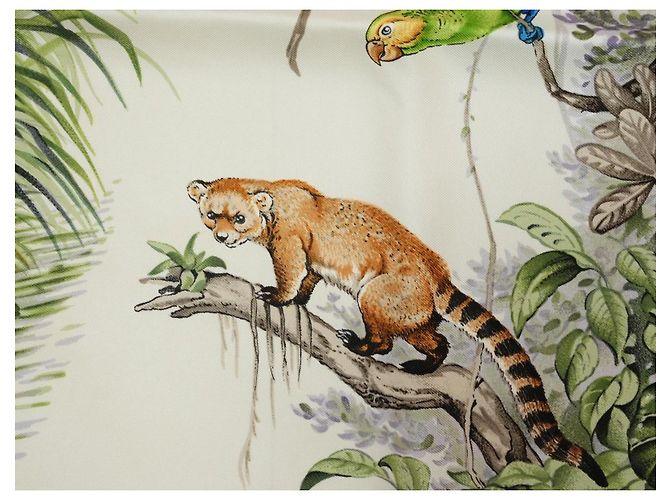 Carré Hermès Equateur 90cm Seta Rosa Marrone Bianco Blu Beige Verde Arancione - vista 11