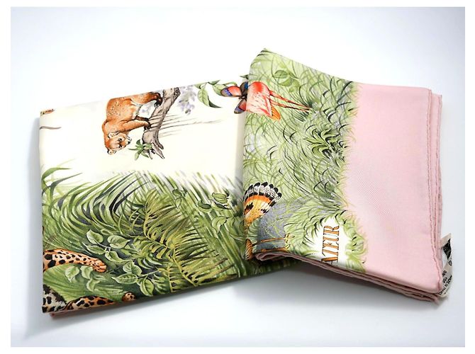 Carré Hermès Equateur 90cm Seta Rosa Marrone Bianco Blu Beige Verde Arancione - vista 13