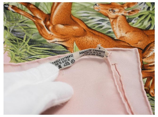 Carré Hermès Equateur 90cm Seta Rosa Marrone Bianco Blu Beige Verde Arancione - vista 14