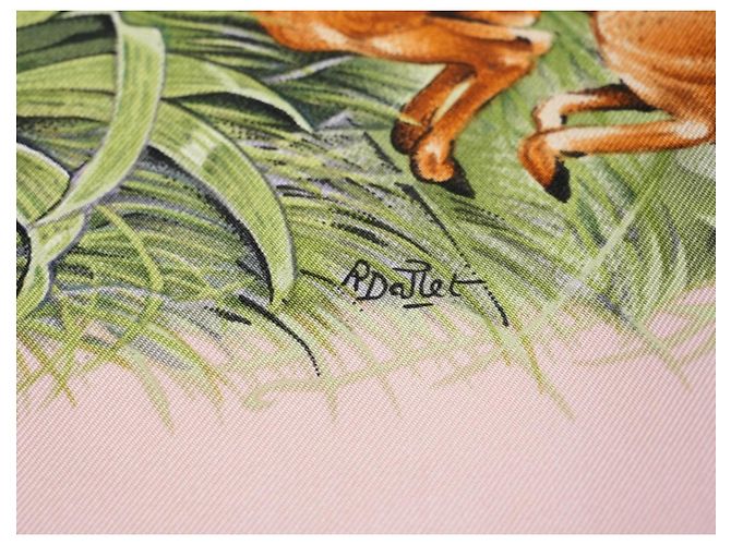 Carré Hermès Equateur 90cm Seta Rosa Marrone Bianco Blu Beige Verde Arancione - vista 18