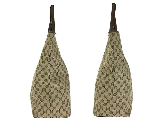 Bolso Tote de lona GG y cuero Gucci Castaño Beige - vista 8