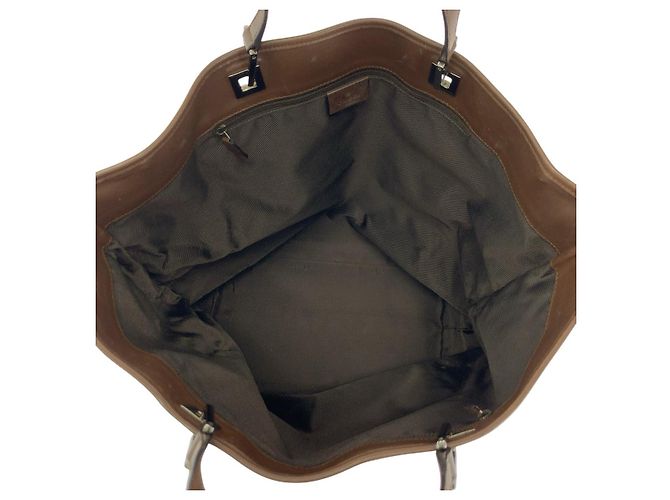 Bolso Tote de lona GG y cuero Gucci Castaño Beige - vista 9