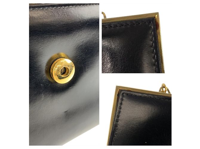 Borsa a tracolla Gucci in pelle con catena Nero - vista 6