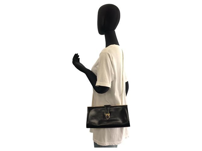 Borsa a tracolla Gucci in pelle con catena Nero - vista 7