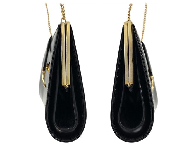 Borsa a tracolla Gucci in pelle con catena Nero - vista 8