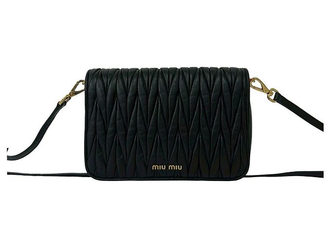 Mini borsa a tracolla in pelle matelassé Miu Miu Nero - vista 2