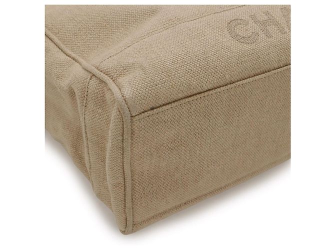 Chanel Schultertasche aus Leinen Braun Beige - Ansicht 3