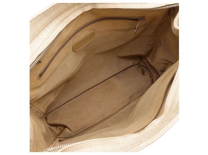 Chanel Schultertasche aus Leinen Braun Beige - Ansicht 6