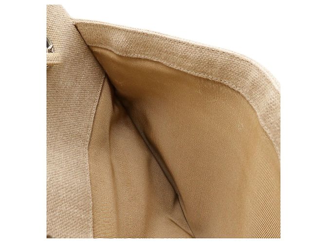 Chanel Schultertasche aus Leinen Braun Beige - Ansicht 8