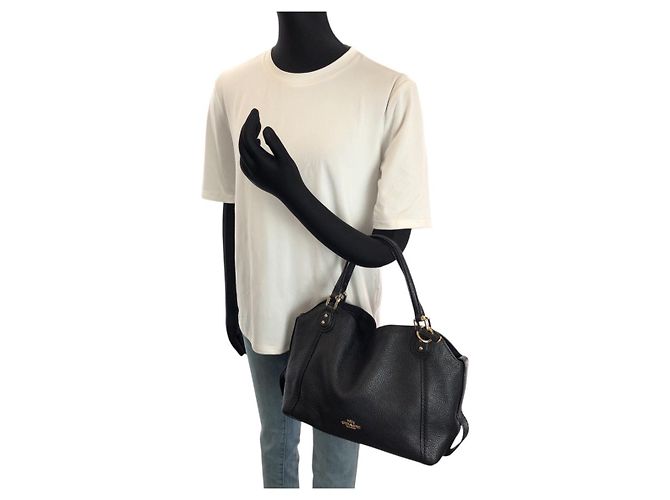 COACH Edie Leather 2way Bag Black - view 7