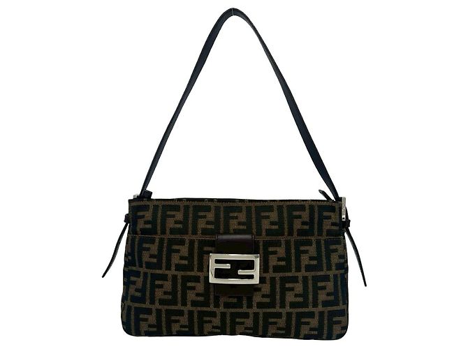 Fendi Zucca Canvas Leder Schultertasche Braun - Ansicht 2