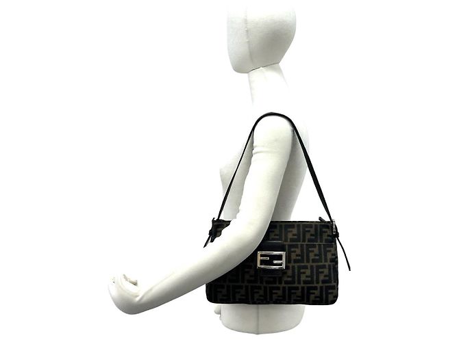 Fendi Zucca Canvas Leder Schultertasche Braun - Ansicht 3