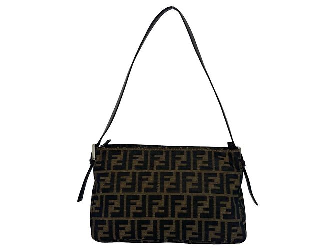 Fendi Zucca Canvas Leder Schultertasche Braun - Ansicht 4