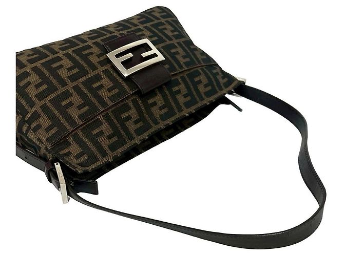 Fendi Zucca Canvas Leder Schultertasche Braun - Ansicht 5