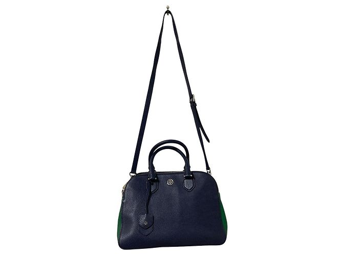 Borsa a tracolla 2way in pelle martellata Tory Burch Blu - vista 5