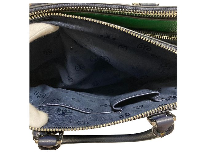 Borsa a tracolla 2way in pelle martellata Tory Burch Blu - vista 9