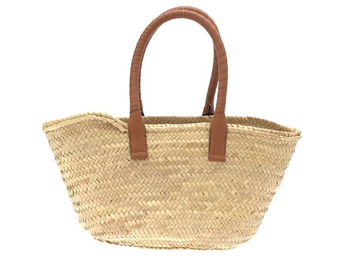 Chloé Borsa Marcie Medium Basket in Raffia e Vitello Chloe Marrone - vista 2