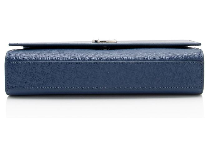 Borsa a Spalla Saint Laurent Grain de Poudre Monogram Kate Medium Blu - vista 4
