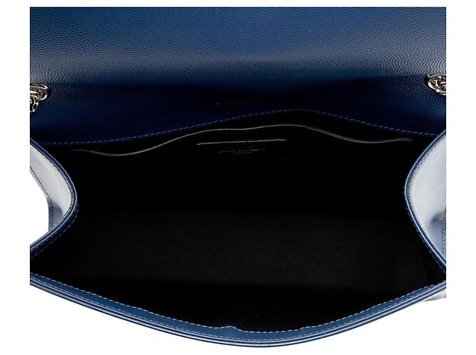 Borsa a Spalla Saint Laurent Grain de Poudre Monogram Kate Medium Blu - vista 7