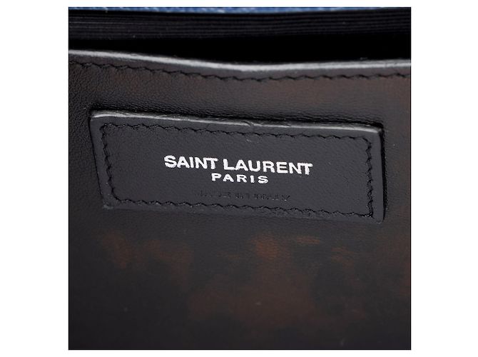 Borsa a Spalla Saint Laurent Grain de Poudre Monogram Kate Medium Blu - vista 8
