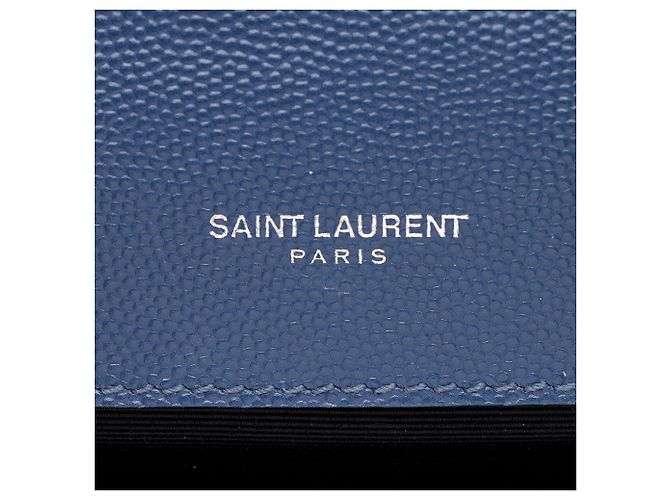 Borsa a Spalla Saint Laurent Grain de Poudre Monogram Kate Medium Blu - vista 9