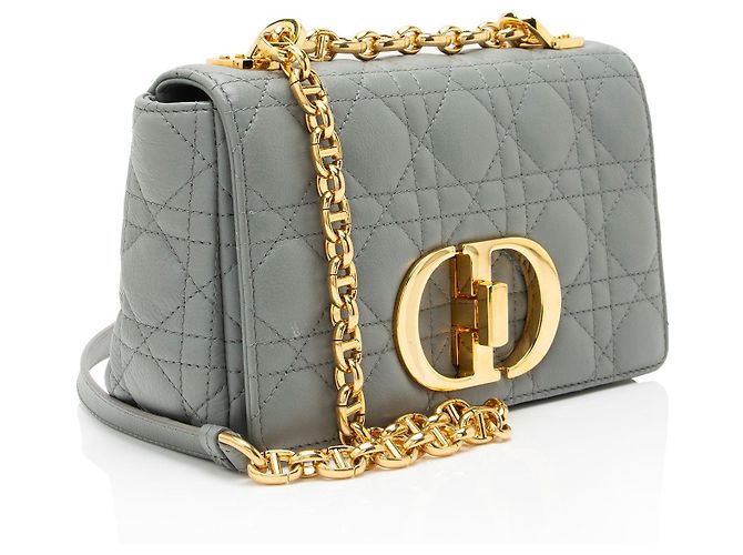 Piccola borsa a tracolla Dior Cannage in pelle di vitello Caro Grigio - vista 2