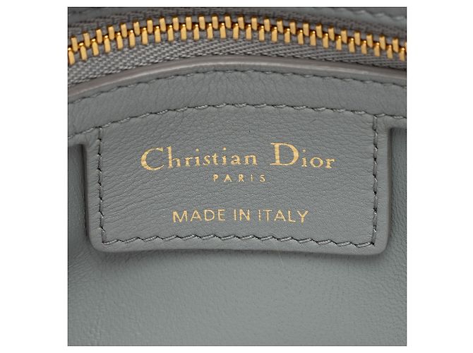 Piccola borsa a tracolla Dior Cannage in pelle di vitello Caro Grigio - vista 8