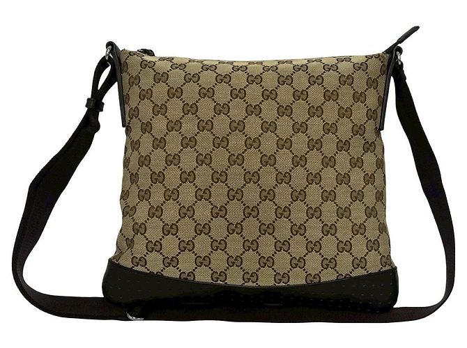 Bolso de hombro Gucci GG Canvas y cuero Castaño Beige - vista 4