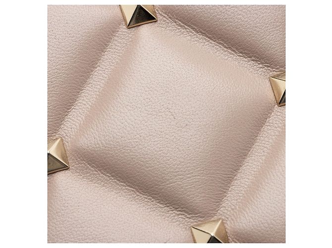 Valentino Garavani Pochette piccola con zip Candystud in agnello Valentino Marrone Beige - vista 7