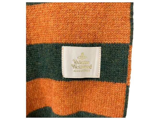 Sciarpa Vivienne Westwood in lana a righe Arancione - vista 5