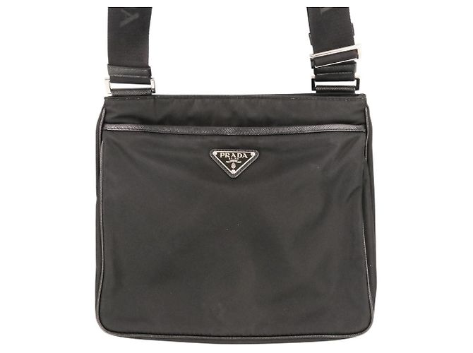 Prada Re-Nylon Schultertasche aus Saffiano-Leder Schwarz - Ansicht 2