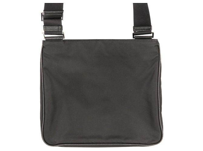 Prada Re-Nylon Schultertasche aus Saffiano-Leder Schwarz - Ansicht 3