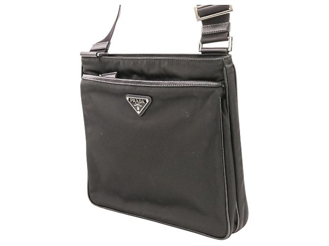 Prada Re-Nylon Schultertasche aus Saffiano-Leder Schwarz - Ansicht 7