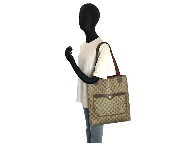 Borsa tote a tracolla Gucci GG Supreme Marrone Beige - vista 6