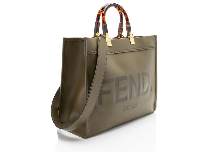 Fendi Leather Sunshine Medium Shopper Tote Tasche Grün - Ansicht 2