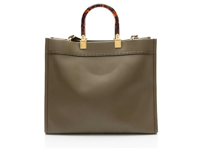 Fendi Leather Sunshine Medium Shopper Tote Tasche Grün - Ansicht 3