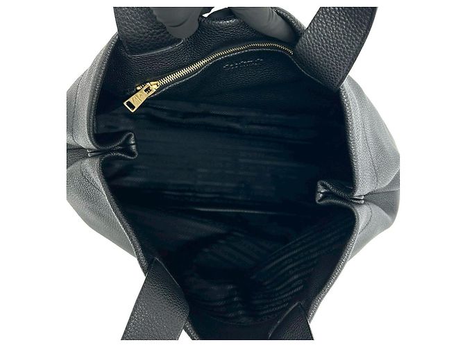 Borsa a mano in pelle Vitello Daino Prada Nero - vista 10