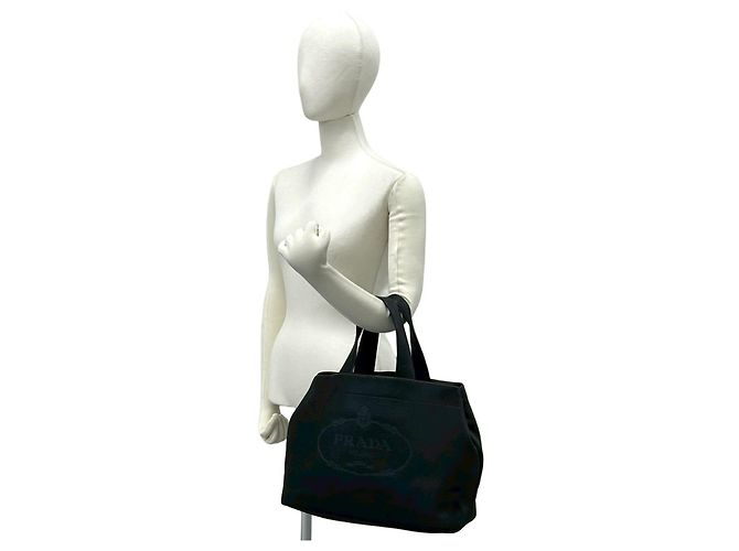 Borsa a mano in pelle Vitello Daino Prada Nero - vista 3