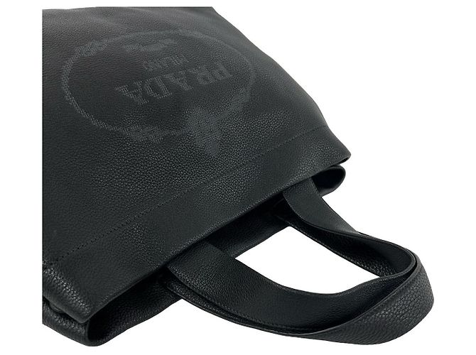 Borsa a mano in pelle Vitello Daino Prada Nero - vista 5