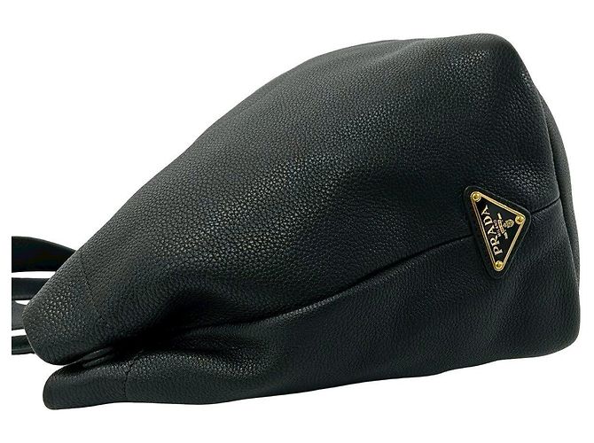 Borsa a mano in pelle Vitello Daino Prada Nero - vista 6