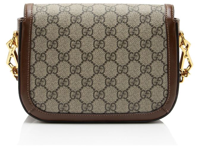 Gucci GG Supreme Horsebit 1955 Mini Crossbody Marrone Beige - vista 3