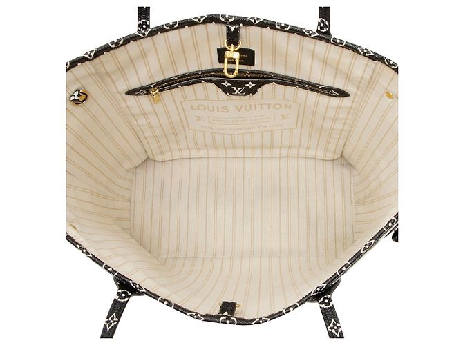 Louis Vuitton Edición Limitada Giant Monogram Canvas Jungle Neverfull MM Tote Negro - vista 7