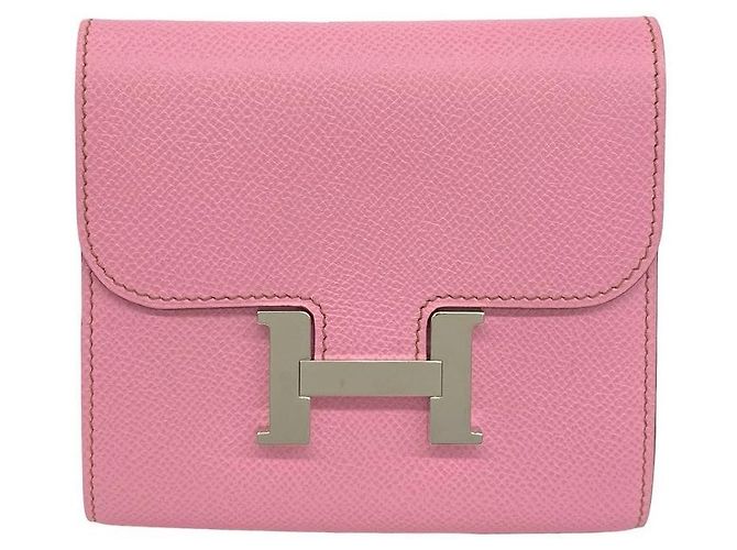 Hermès Portafoglio compatto in pelle Hermes Constance Rosa - vista 2