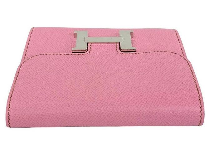 Hermès Portafoglio compatto in pelle Hermes Constance Rosa - vista 4